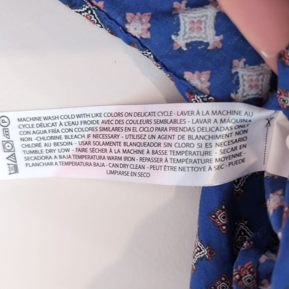 Ariat Blue Printed Western Cowboy Ranch Fitted Long Sleeve Button Shirt Sz L - Picture 7 of 9